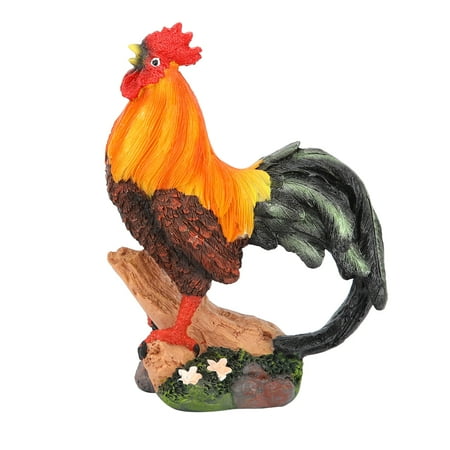 Simulation Chicken 2Pcs Resin Cock Hen Decoration Chicken Ornament